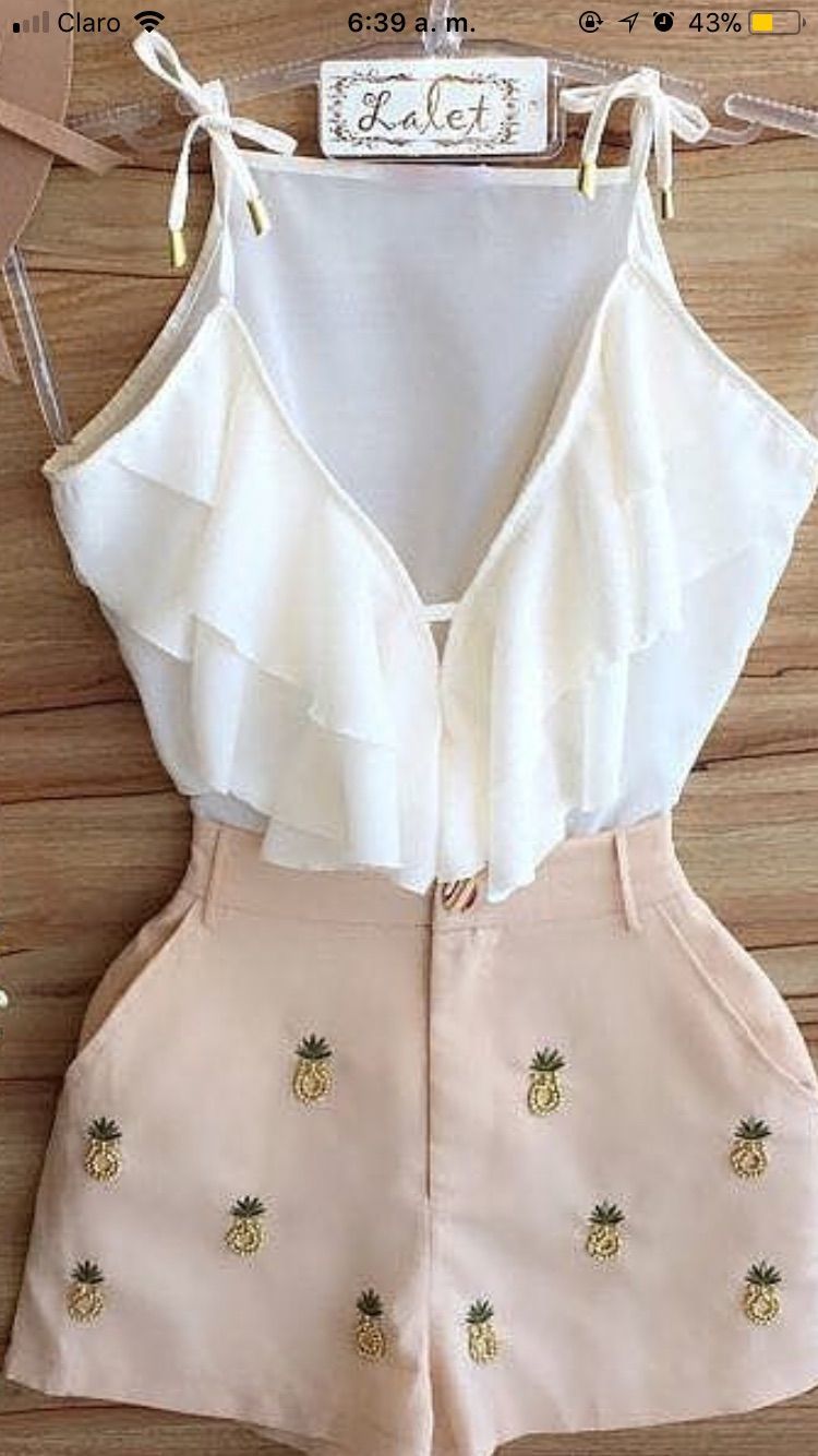 Fashion Conjunto short com blusa quadriculada | Ropa de moda, Blusas ...