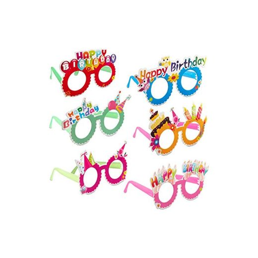 Relaxdays Gafas de Fiesta para Cumpleaños, Accesorio Divertido, Decoración Happy Birthday, Plástico-Papel,