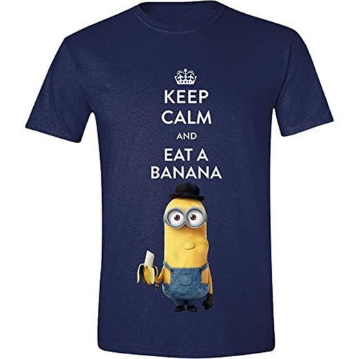 Minions Keep Calm And Eat A Banana Camiseta Azul marino S