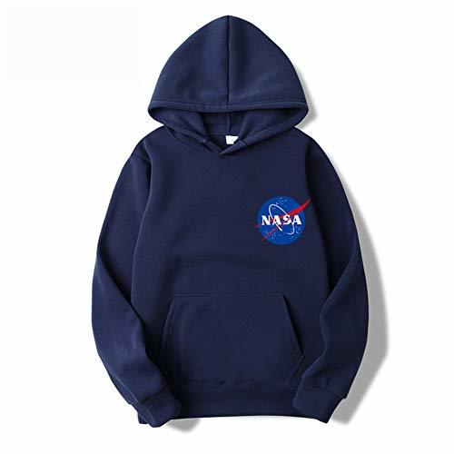 Place DDPP Hombres Mujeres NASA con Capucha Bolsillo Delantero pulóver Sudadera Estampada con