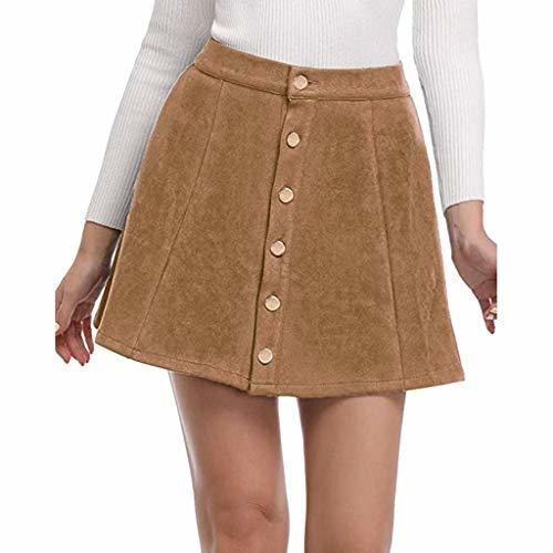 Places Falda con Botones de Terciopelo para Mujer Moda Casual Basica Negocio Oficina