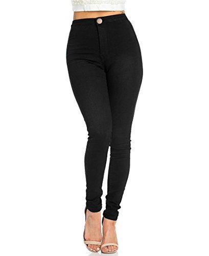 Product Jyone Pantalones vaqueros con cintura alta para mujer L Negro