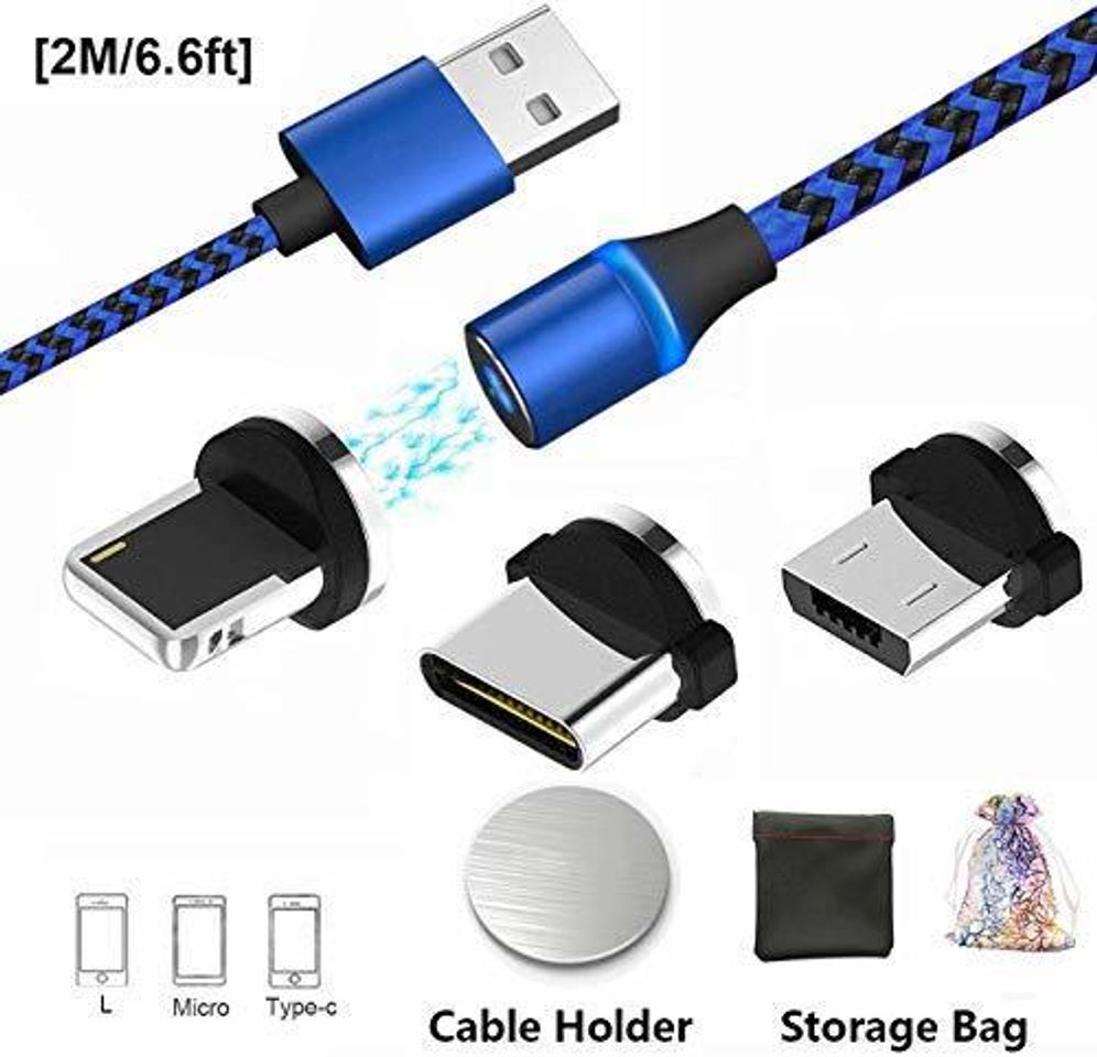 Electrónica Cable USB de carga magnética con LED Micro USB Tipo C, Adaptadores