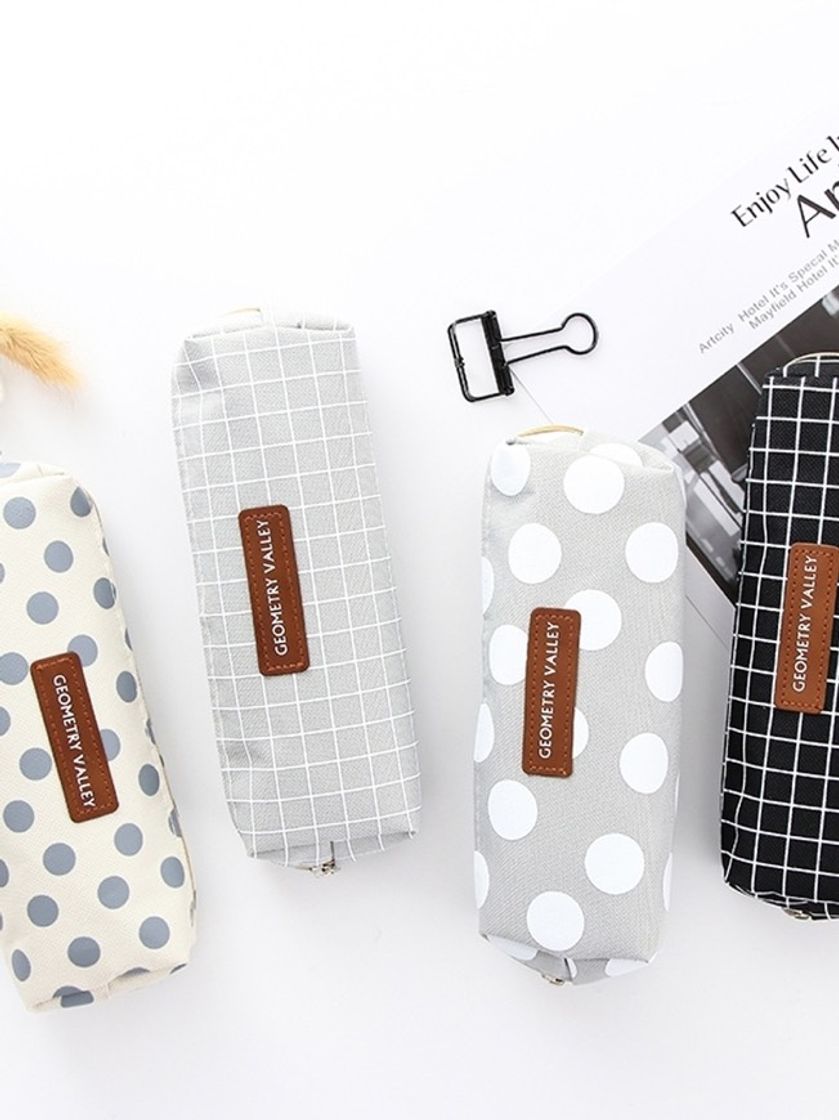 Moda Dot & Plaid Print Pencil Case 1pc | SHEIN Singapore