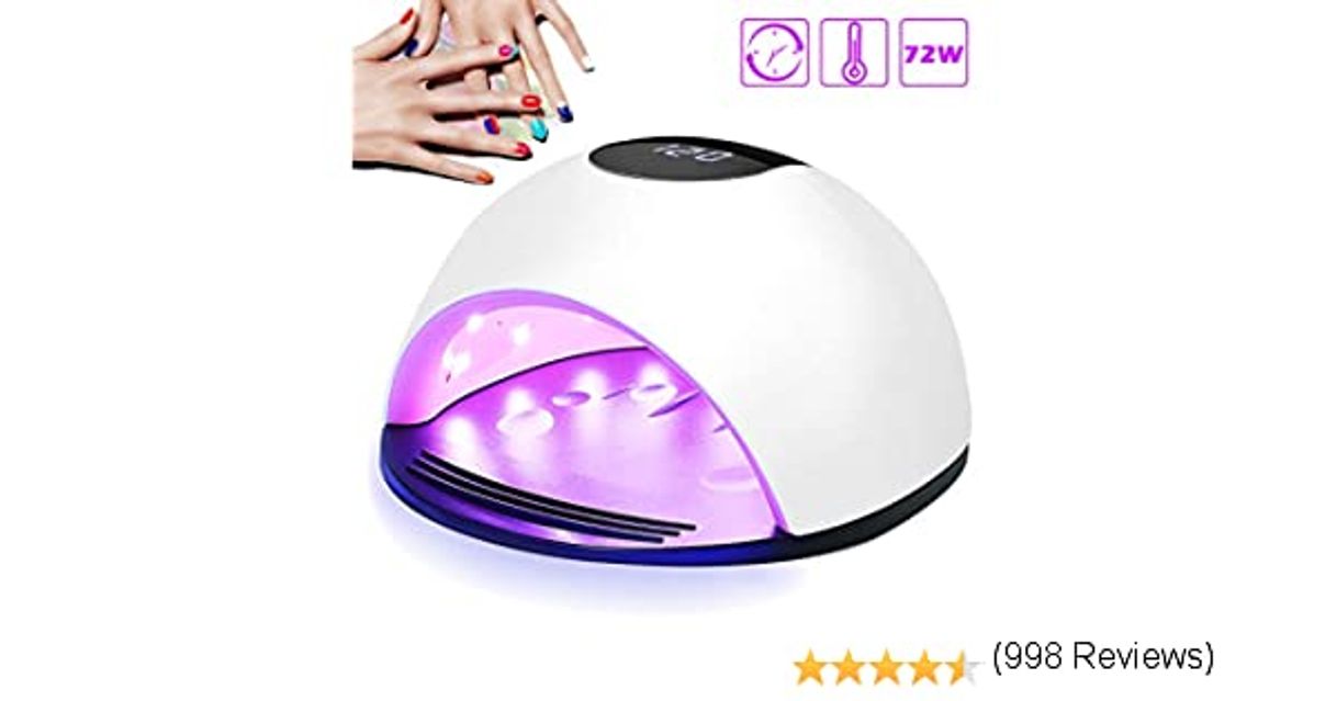 Moda Lámpara LED UV Uñas, Nivlan 72W Lámpara LED Uñas Pantalla ...