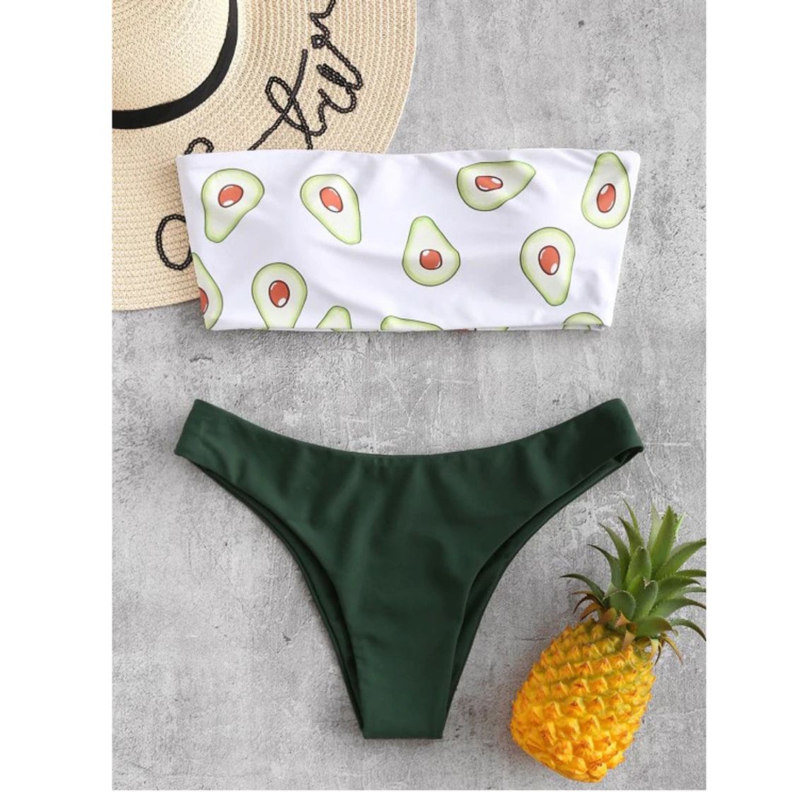 Moda 2020 Bikini Set Swimwear Women Avocado Print Tube up Two ...