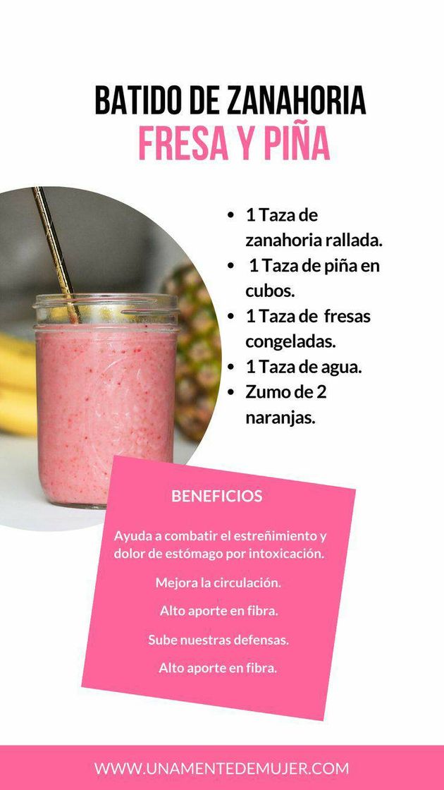 Moda Recetaaaaa: batido de zanahoria, fresa y piña 🥕🍓🍍