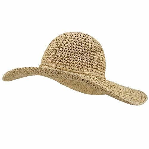 Ganchillo Gancho Gran ala Mujer Adulta Mujeres Verano Protector Solar Boater Hat