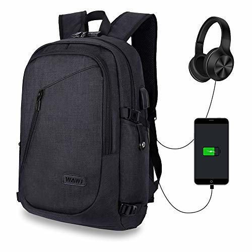 WAWJ Mochila antirrobo Impermeable, Mochila para portátil Multiusos Daypacks con Puerto de