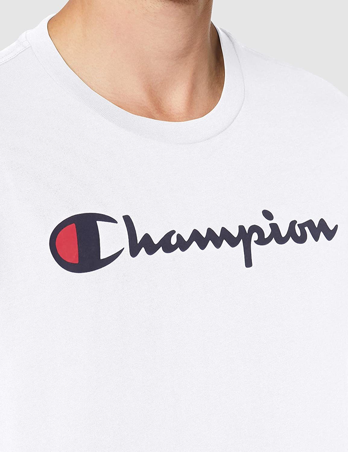 Moda Champion Classic Logo para Hombre Camiseta, Negro