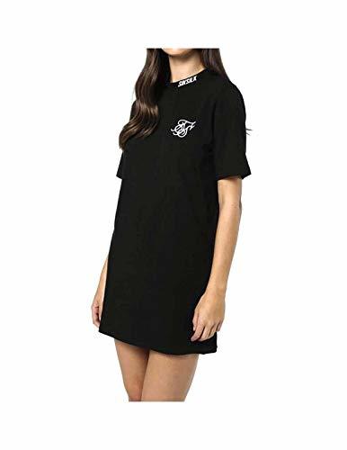 Moda SikSilk Vestido Taped Neck Box Fit Negro Mujer Small Negro