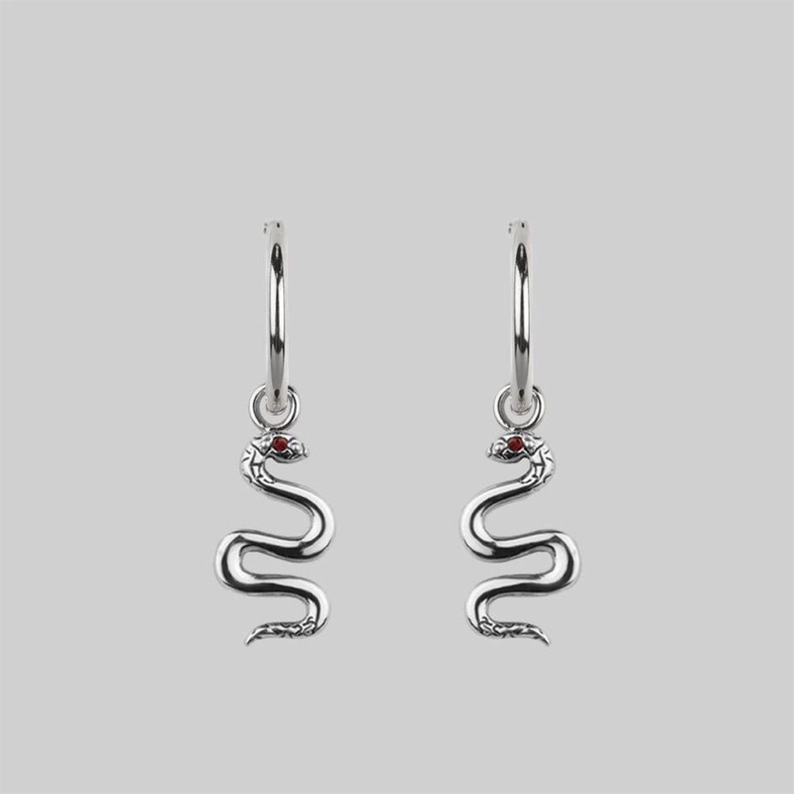 DIVINITY. Garnet Snake Hoop Earrings - Silver – REGALROSE