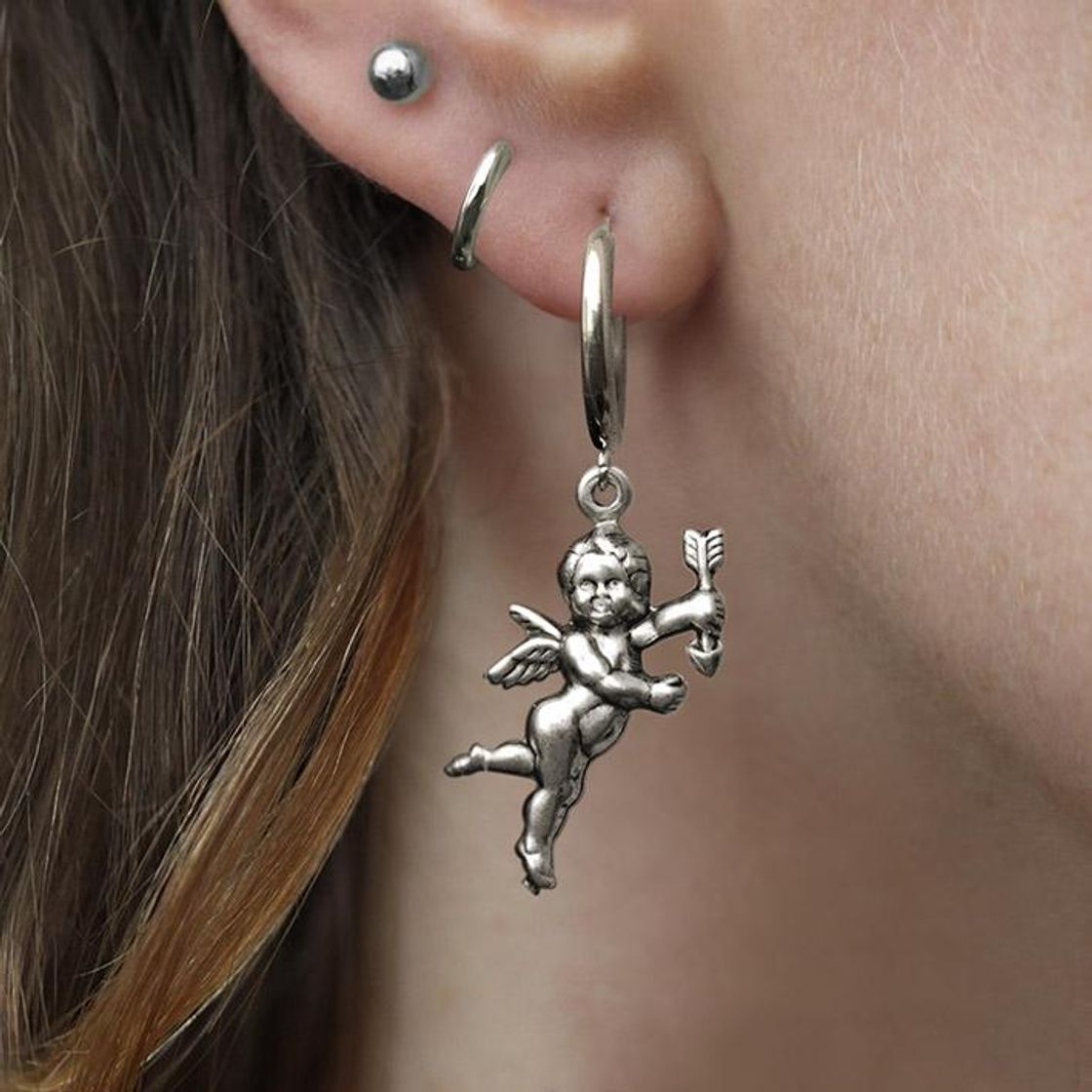 DAY DREAMER. Cherub Hoop Earrings - Silver — REGALROSE