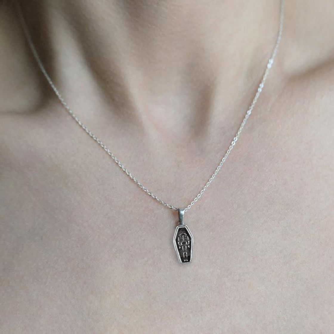 Social MORALITY. Tiny Skeleton Coffin Silver Necklace – REGALROSE