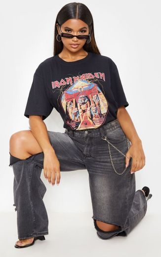 Black Iron Maiden Egypt Print T Shirt | Tops | PrettyLittleThing