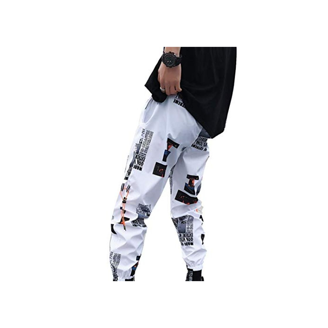 Moda Pantalones Streetwear para Hombre Deporte Holgado Guapo Hip