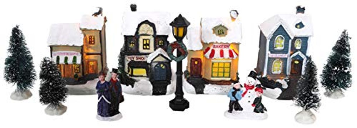 Product TOYLAND® Mini Christmas Village & Shop Scene Set con Luces LED -