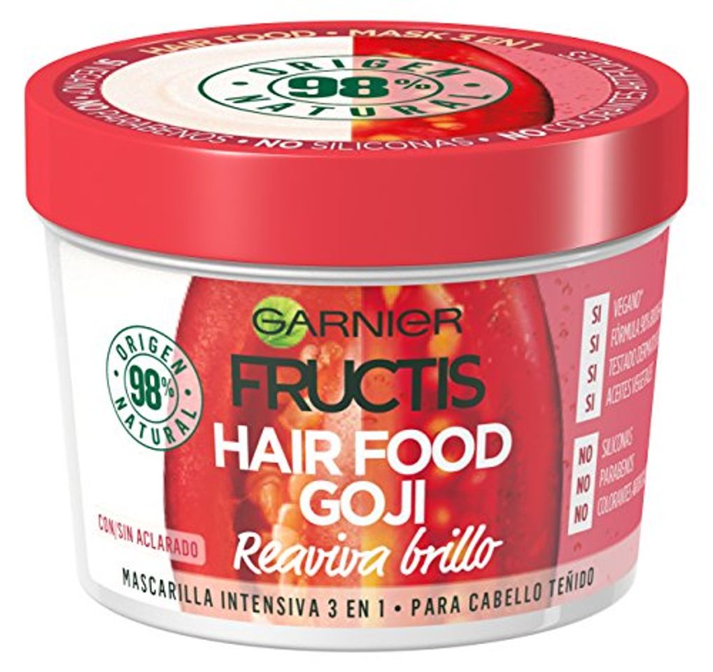 Garnier Fructis Hair Food Mascarilla Capilar 3 en 1 Goji Reaviva Brillo