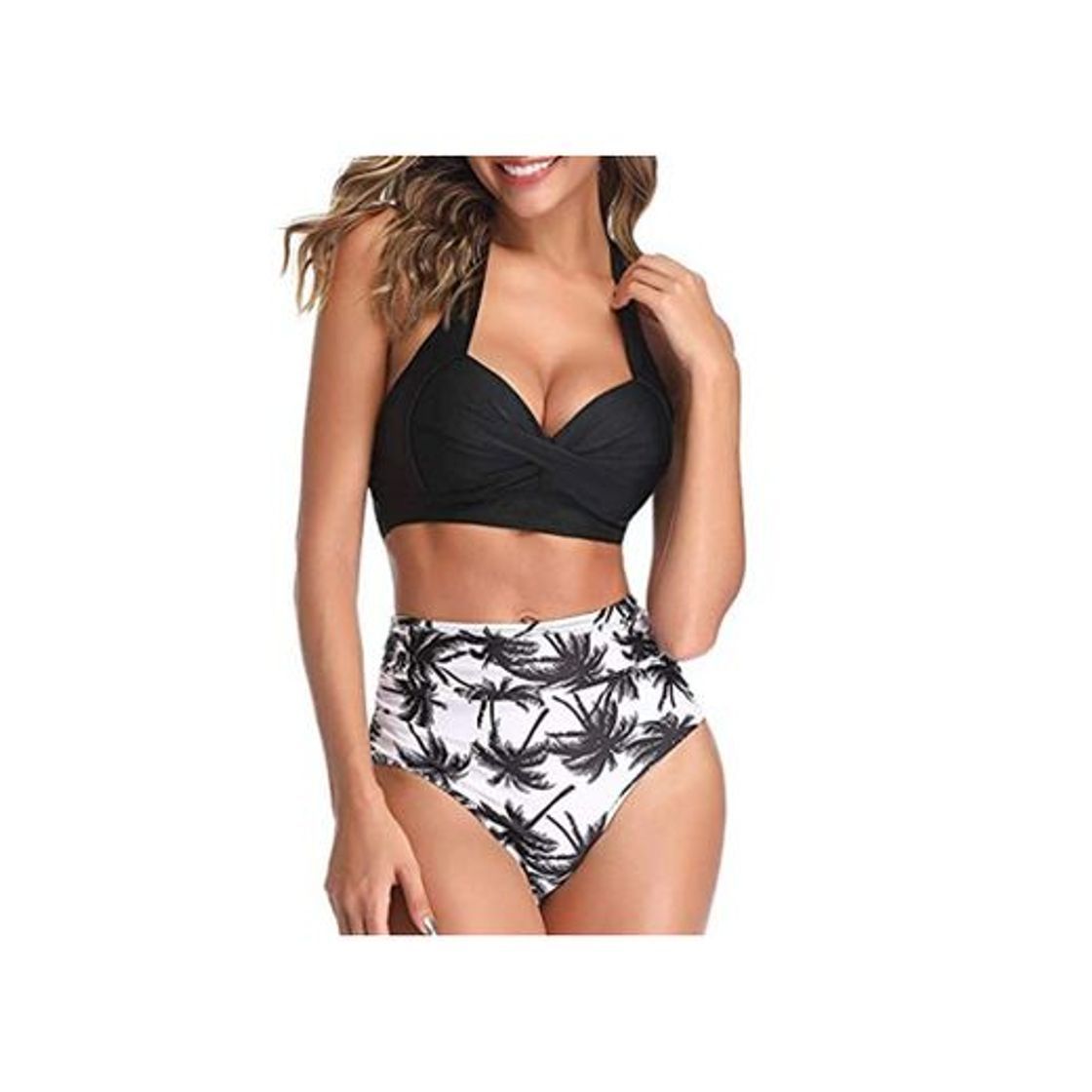 Moda ZODOF Bikini Mujer Talla Grande con Estampado de Cintura Alta Traje de Baño Dos Piezas Corbata Cruzada Bikinis Trikini Biquini Vikinis Ropa de Verano Bañadores Playa