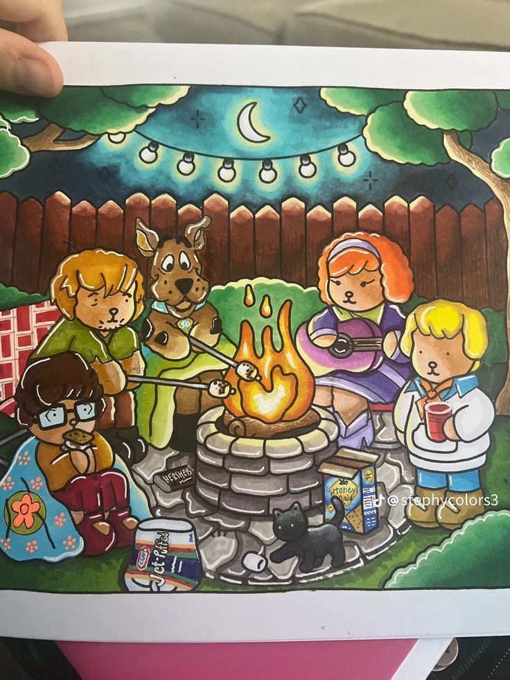 Social La pandilla de Scooby Doo asando malvaviscos a la luz de la luna