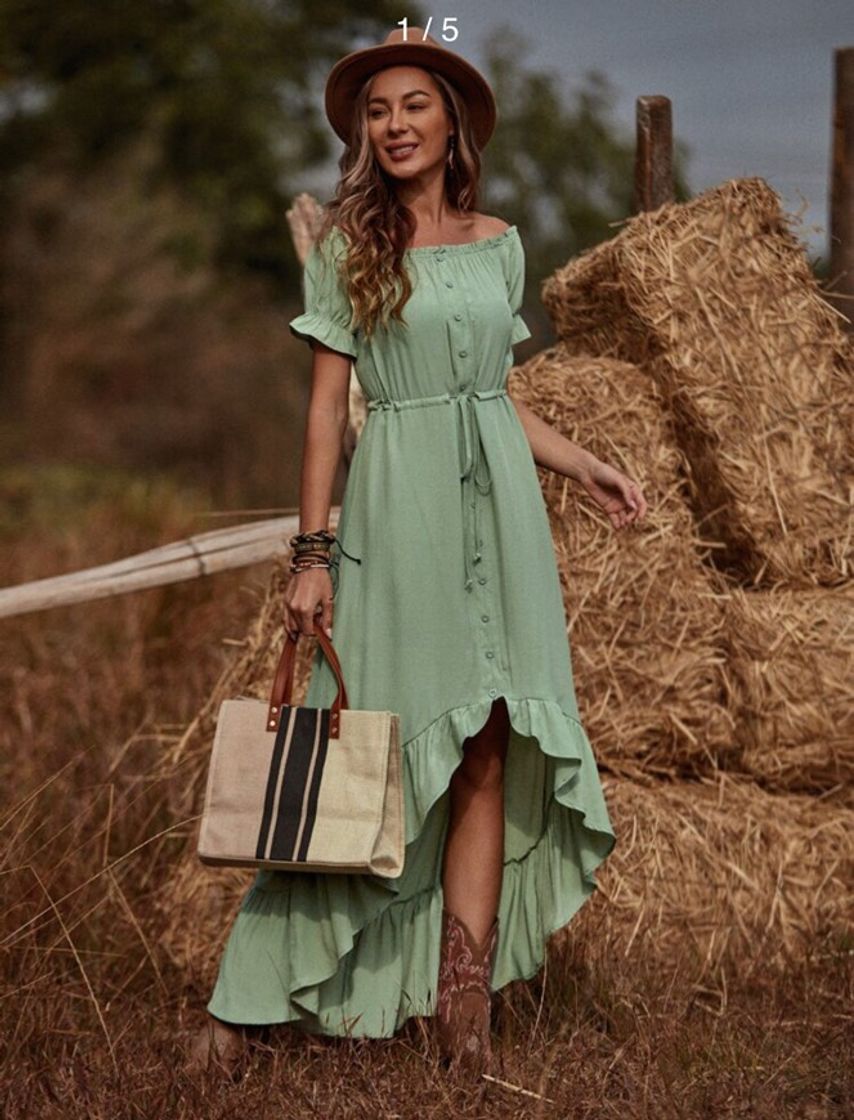 Fashion EMERY ROSE Plissado Simples Boho Vestido