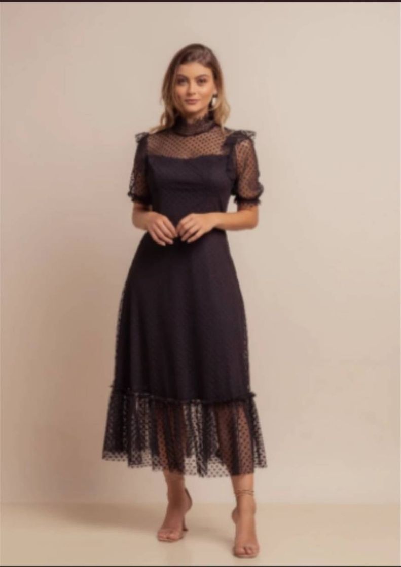 Moda Vestido Tule Preto