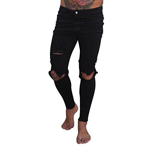 Fashion Gusspower Pantalones Vaqueros Hombres Rotos Pitillo Slim Fit Skinny Pantalones Casuales Elasticos