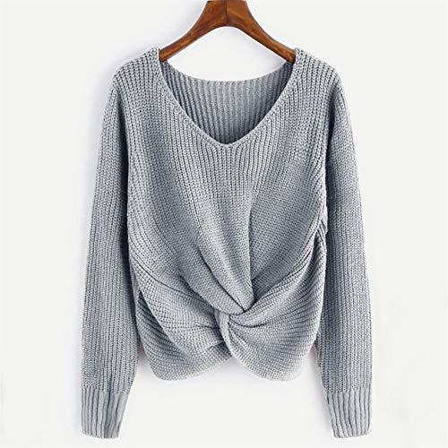 Place DNBUIFHSD Pull Femme Hiver Sweaters Manga Larga Color sólido Cuello en v