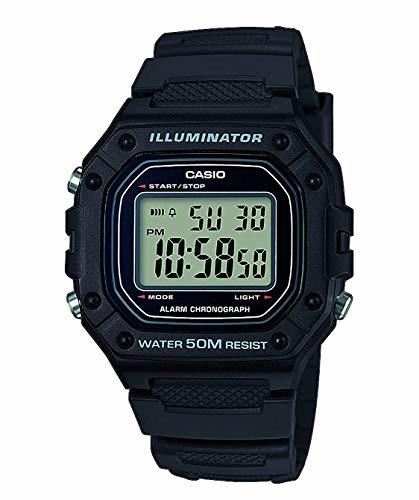 Moda Casio Reloj Digital para Hombre de Cuarzo con Correa en Resina W-218H-1AVEF