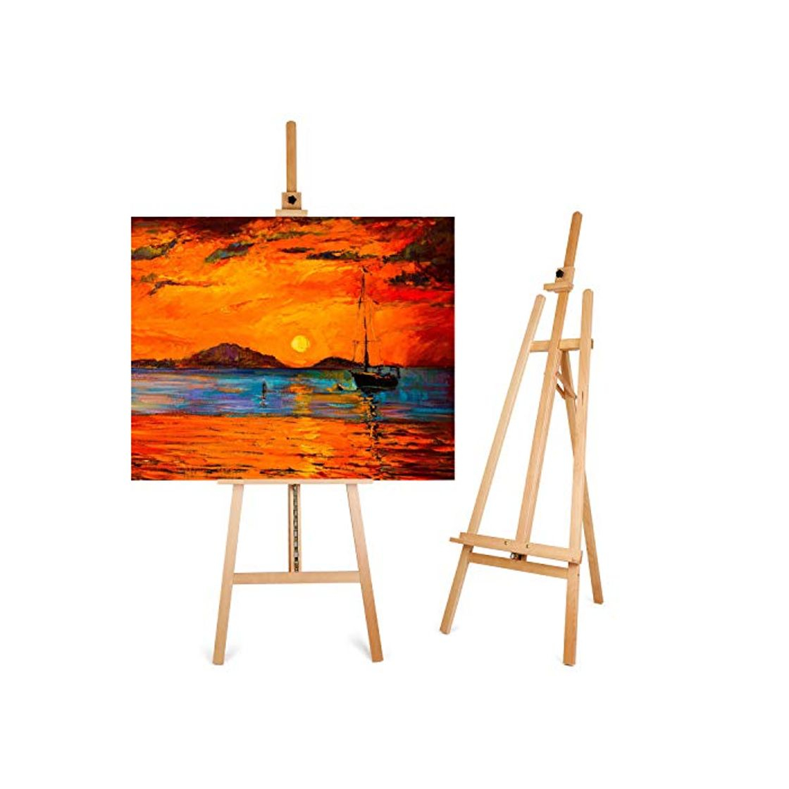 Social Amzdeal Caballete Pintura Barcelona 175cm Caballete de Madera Caballete Artístico
