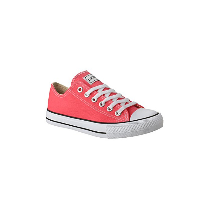 Moda Elara Zapatilla de Deporte Unisex Low Top Textil Chunkyrayan 36-46 01-A-Rot-38