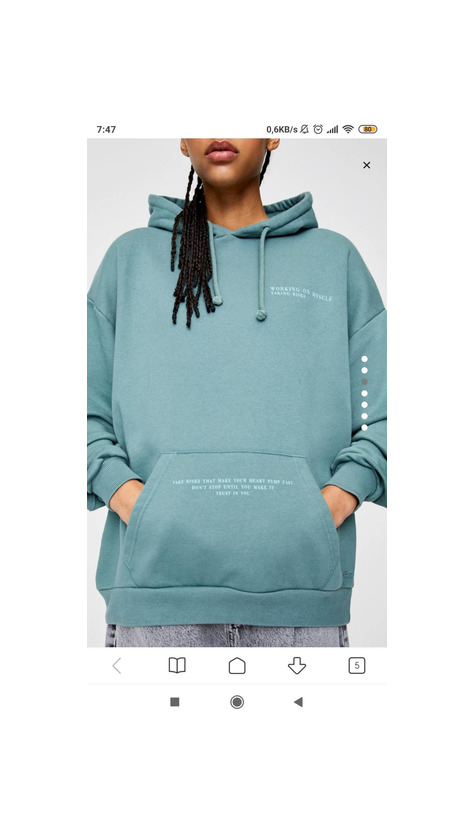 Products Green Sweatshirt with a message.