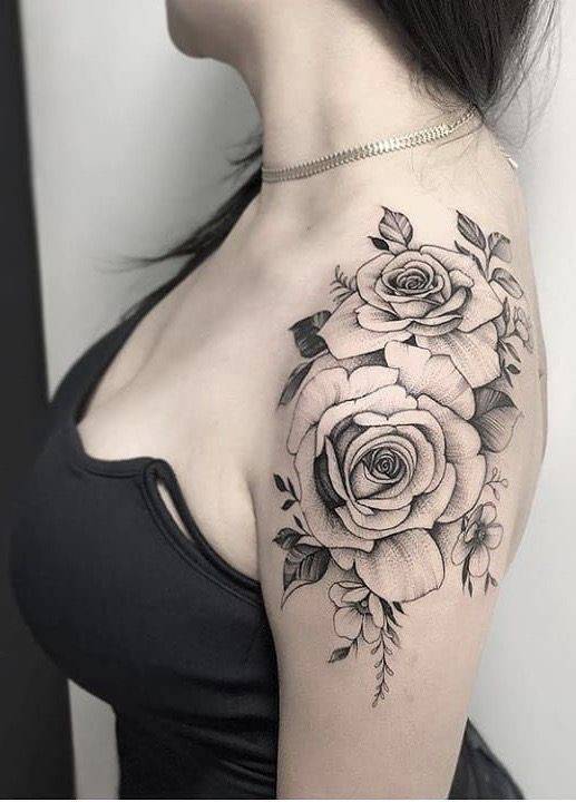 Fashion Tatto flower shoulder