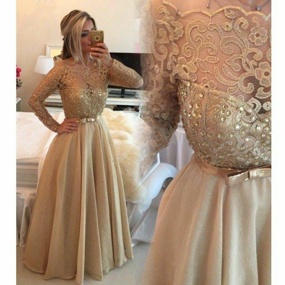 Moda Ideia de vestido dourado! Pinterest  ✨