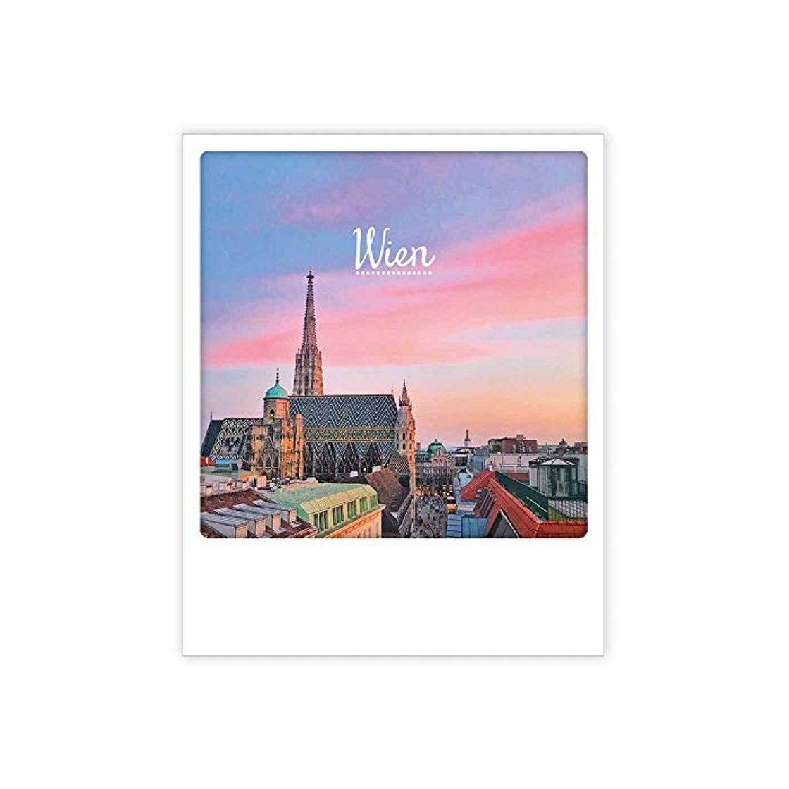 Producto PICKMOTION - Tarjeta postal de Viena en color rosa en estilo polaroide