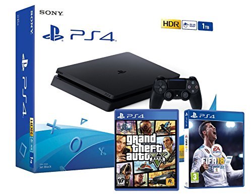 Electrónica PS4 Slim 1Tb Negra Playstation 4 Consola - Pack 2 Juegos -