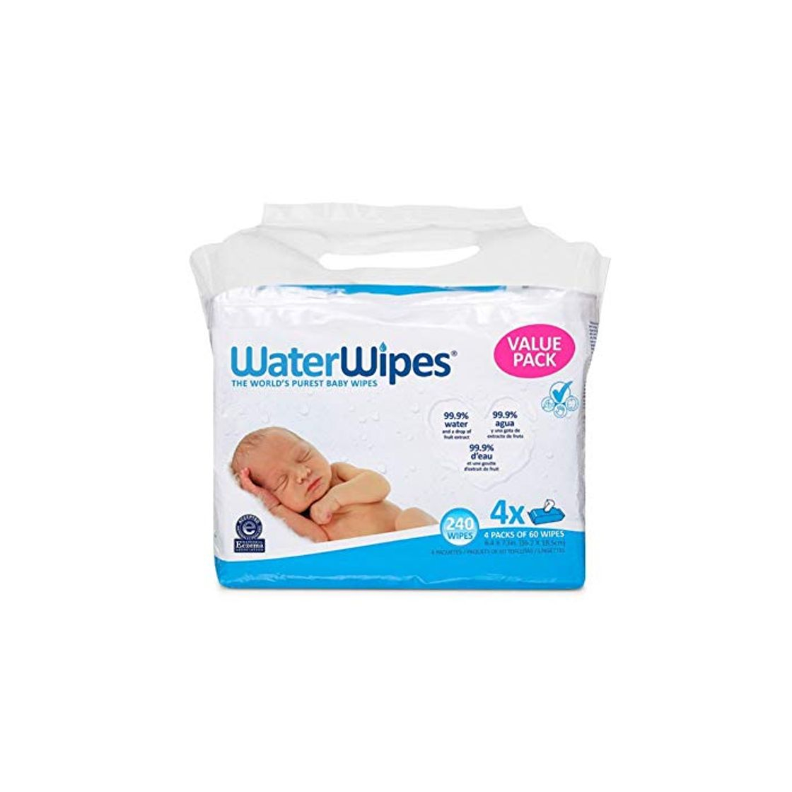 Beauty WaterWipes, paquete de 4 X 60 toallitas