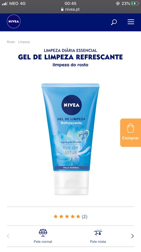 Productos Gel de limpeza nívea refrescante para pele normal 🧖🏼‍♀️