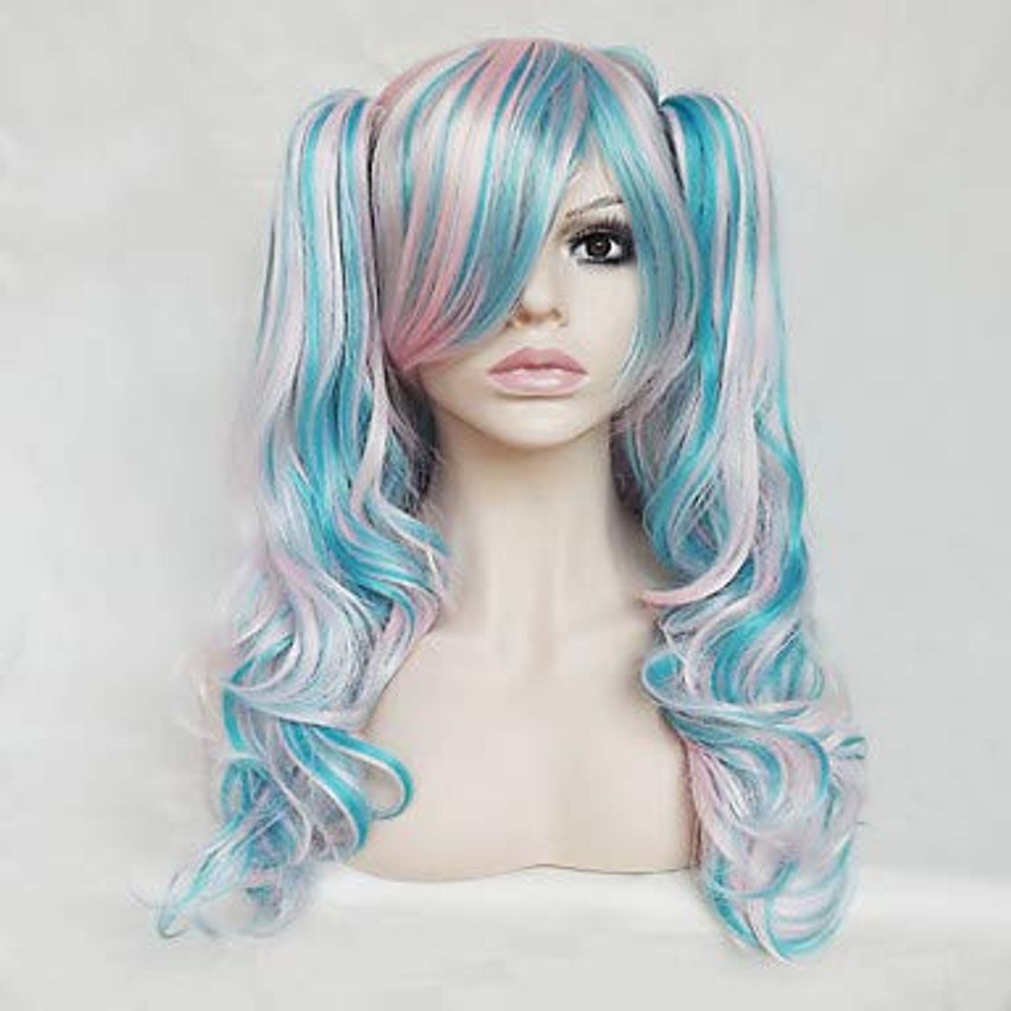 Fashion FUHOAHDD Peluca del Lolita Azul Mezcla de Tigre Rosa Peluca Clip de