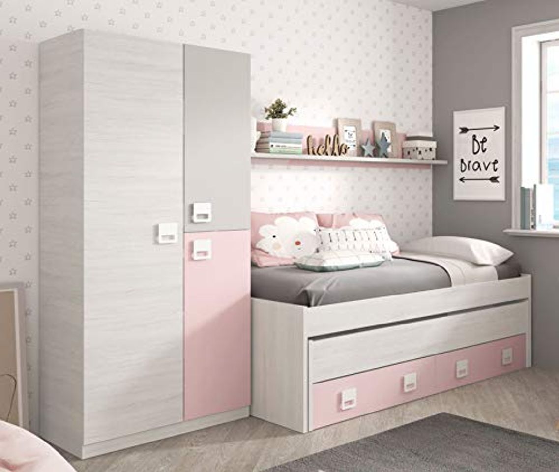 Elemento de la categoría hogar Miroytengo Pack Dormitorio Infantil Juvenil Cama Nido con Estante y Armario Color