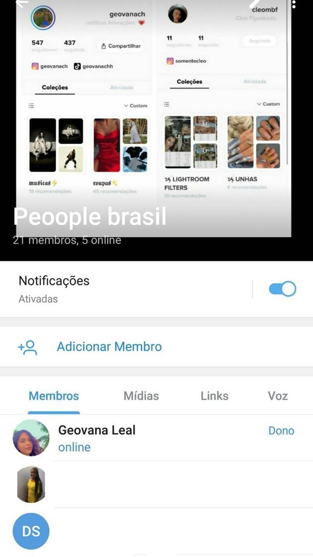 Moda grupo do telegram