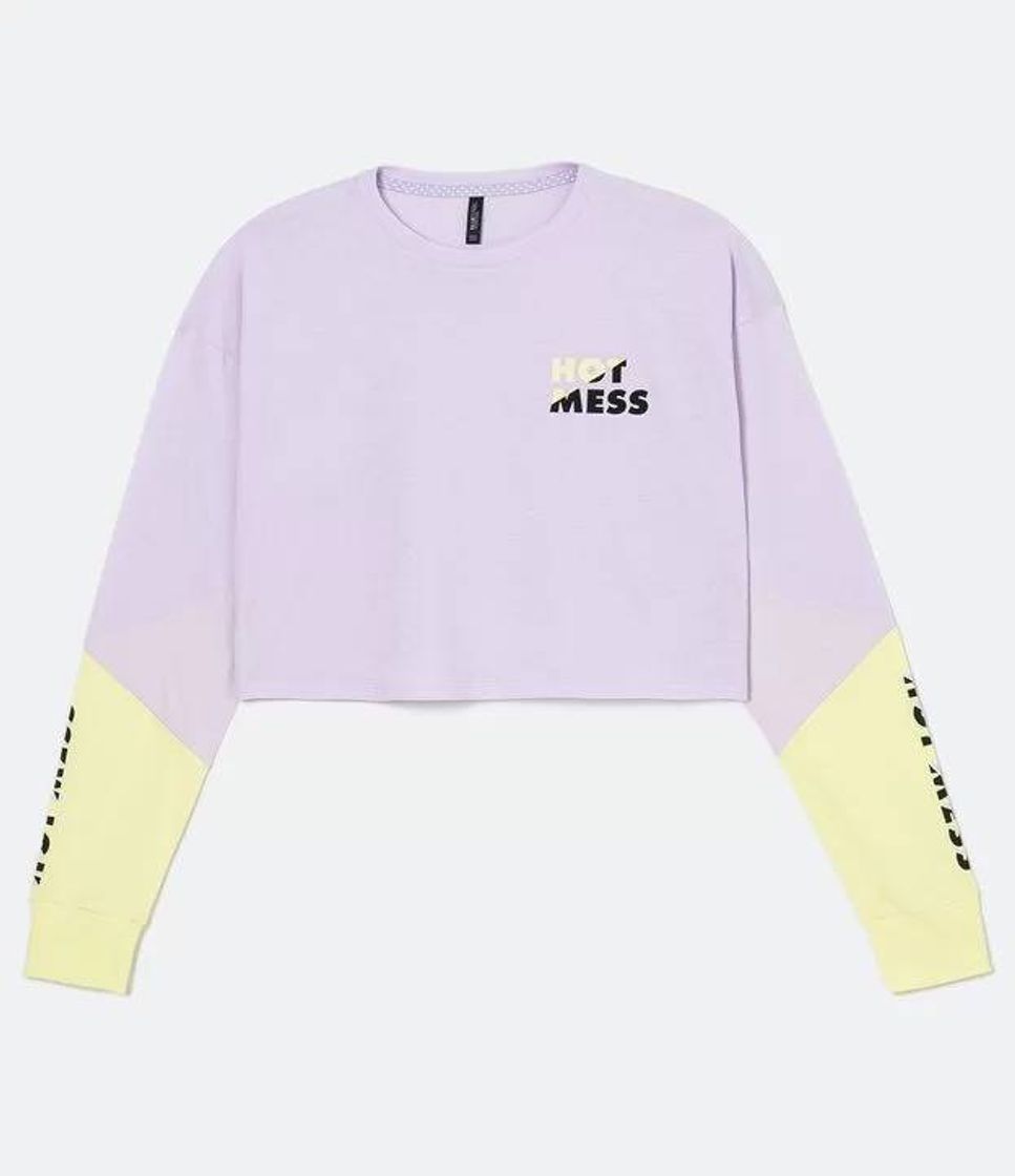 Blusa Cropped com Estampa Lílas