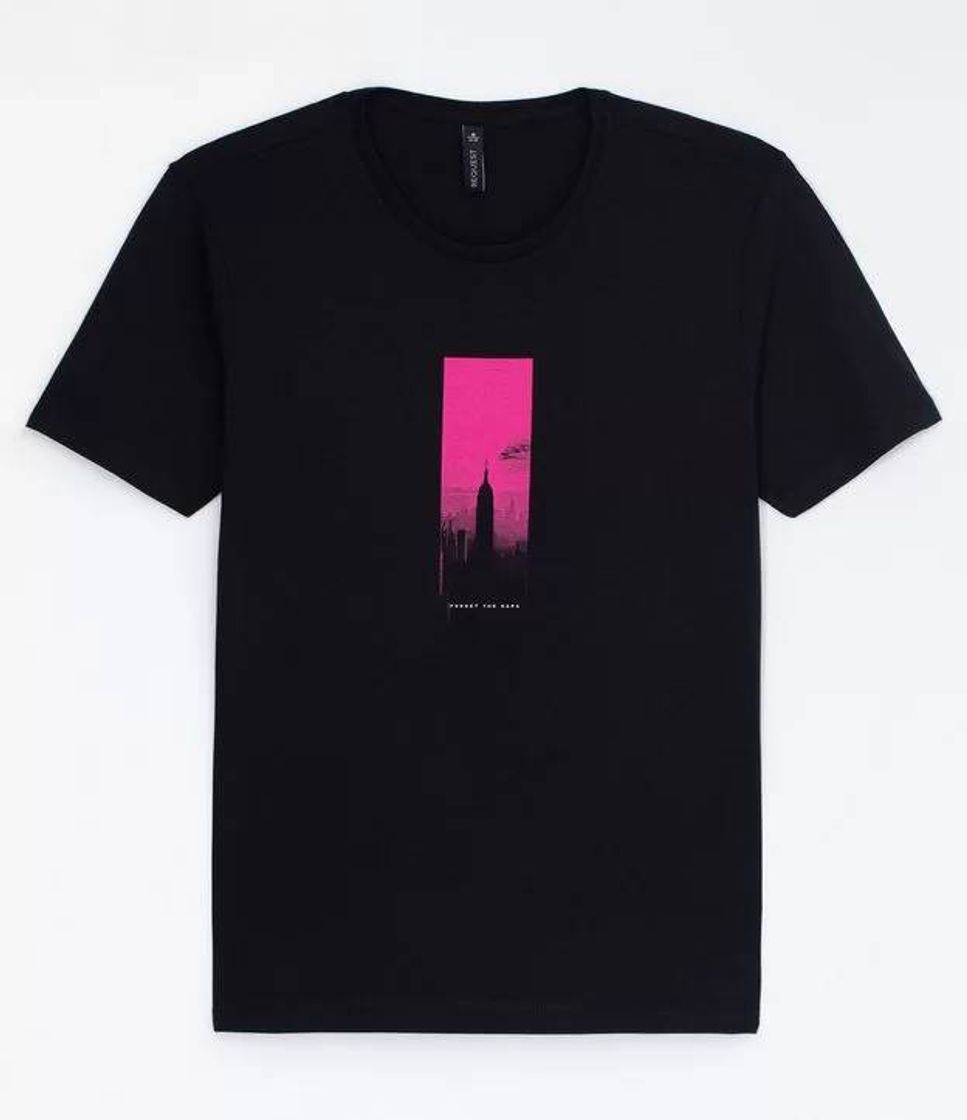 Camiseta Manga Curta Estampa Cidade Preto

