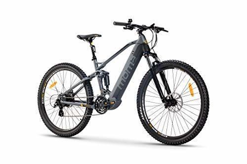 Moma Bikes Bicicleta Eléctrica E-MTB 29" Full Suspension, Shimano 24vel, frenos hidráulicos,