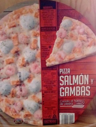 Pizza salmón y gambas