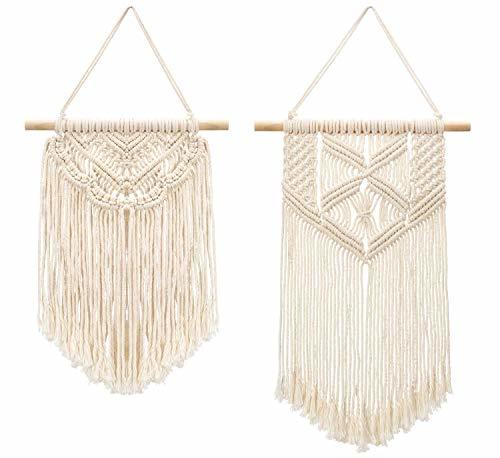 Social Mkouo 2 Pcs Macramé Colgar en la Pared Small Tapiz de Arte