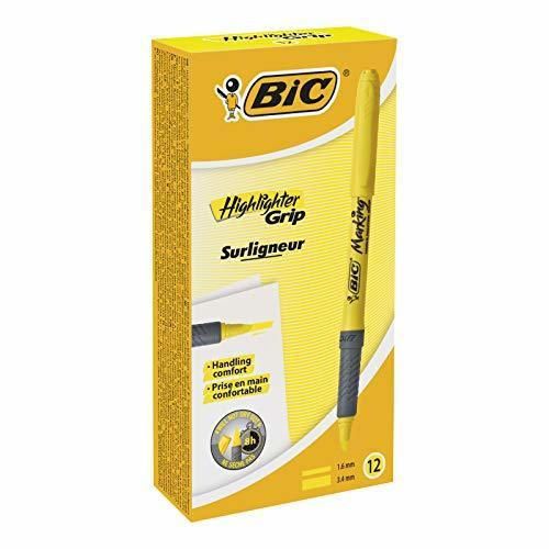 BIC Highlighter Grip Marcadores punta biselada Ajustable - Amarillo