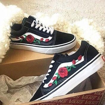 Vans old skool floral nere 