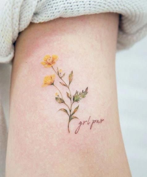 Social Little Flower “grl pwr” Tattoo