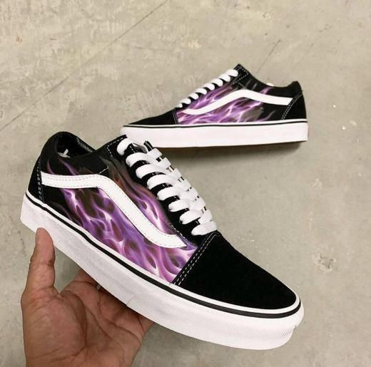 Purple Custom Flame Vans